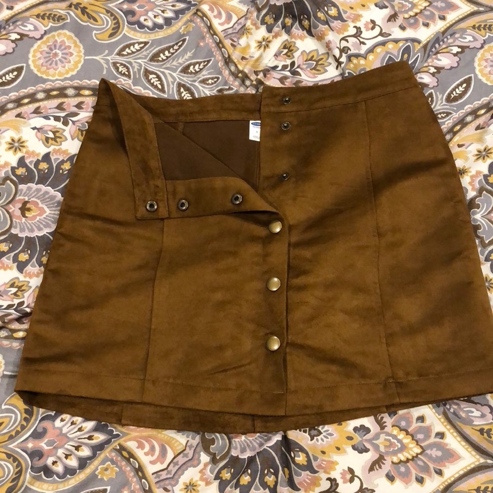 Camel Suede Mini Skirt